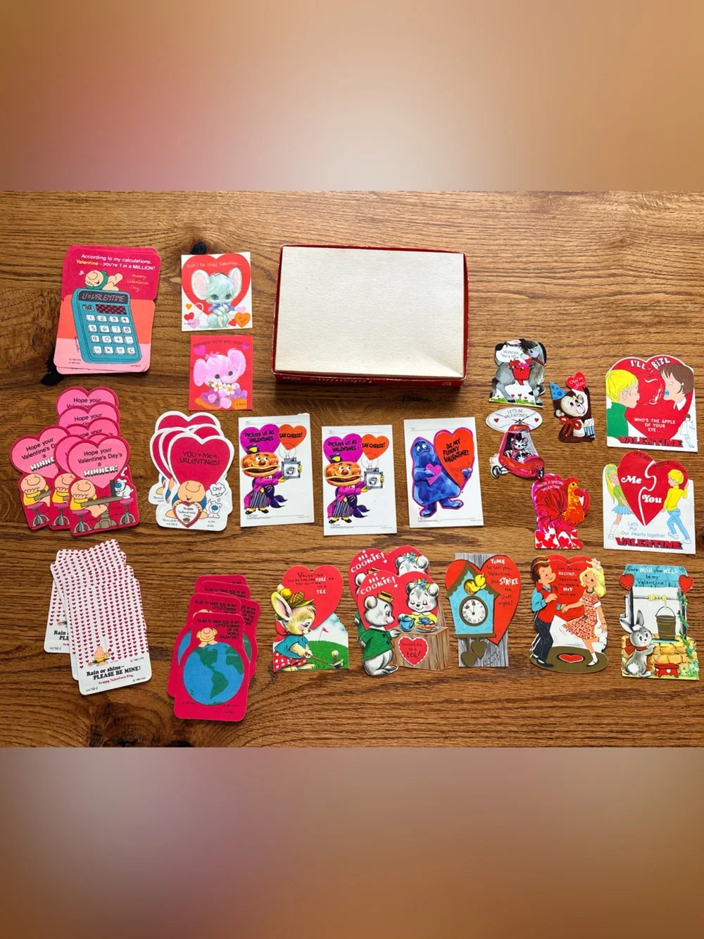 Vintage Assorted Valentines Cards with box and some envelopes